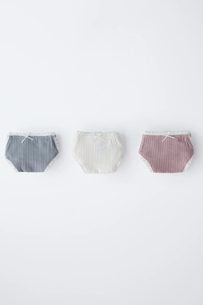 6-14 ANS/ LOT DE TROIS CULOTTES DENTELLE