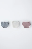 6-14 ANS/ LOT DE TROIS CULOTTES DENTELLE