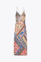 PATCHWORK PRINT MIDI DRESS