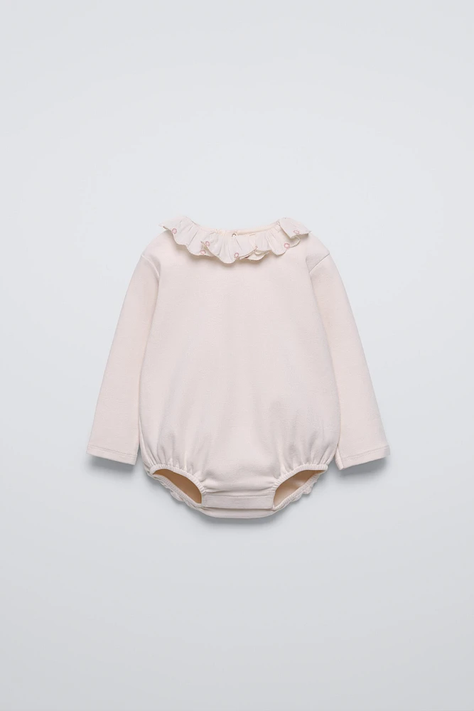 FLORAL EMBROIDERED COLLAR BODYSUIT