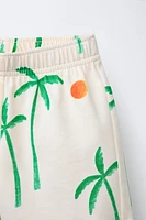 PALM TREE T-SHIRT AND BERMUDA JOGGING SET