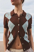 HAUT POLO EN MAILLE À LOSANGES