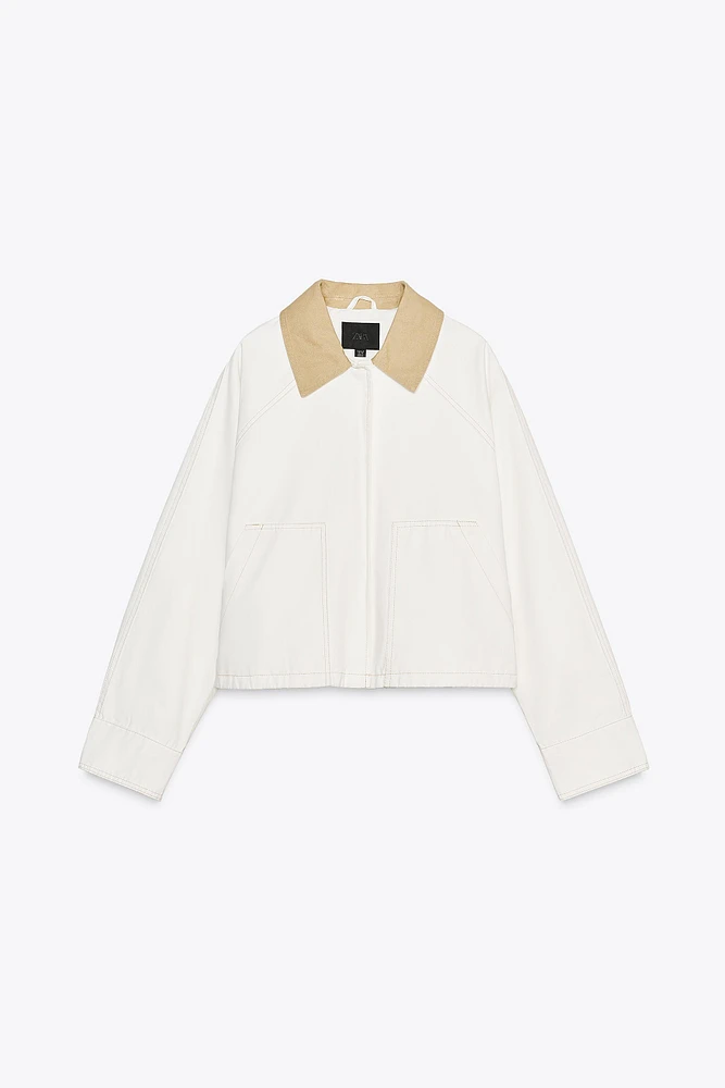 VESTE CIRÉE AVEC COL EN CONTRASTE