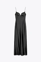 LONG SATIN EFFECT DRESS