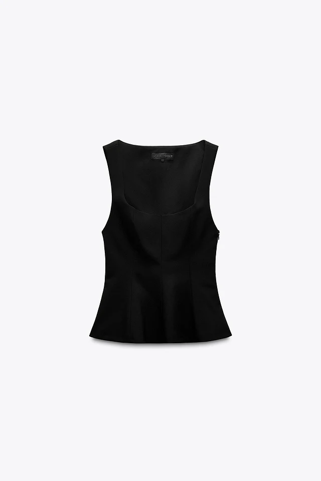 princess polly baby blue dress Zara black peplum strappy top size S New with tags