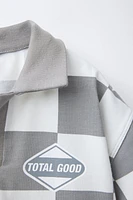 PLAID TEXT POLO SHIRT