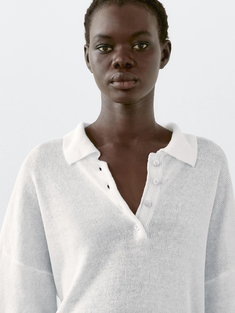 Pull en maille oversize à col polo