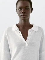 Pull en maille oversize à col polo