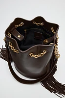 SAC SEAU CYLINDRIQUE À FRANGES