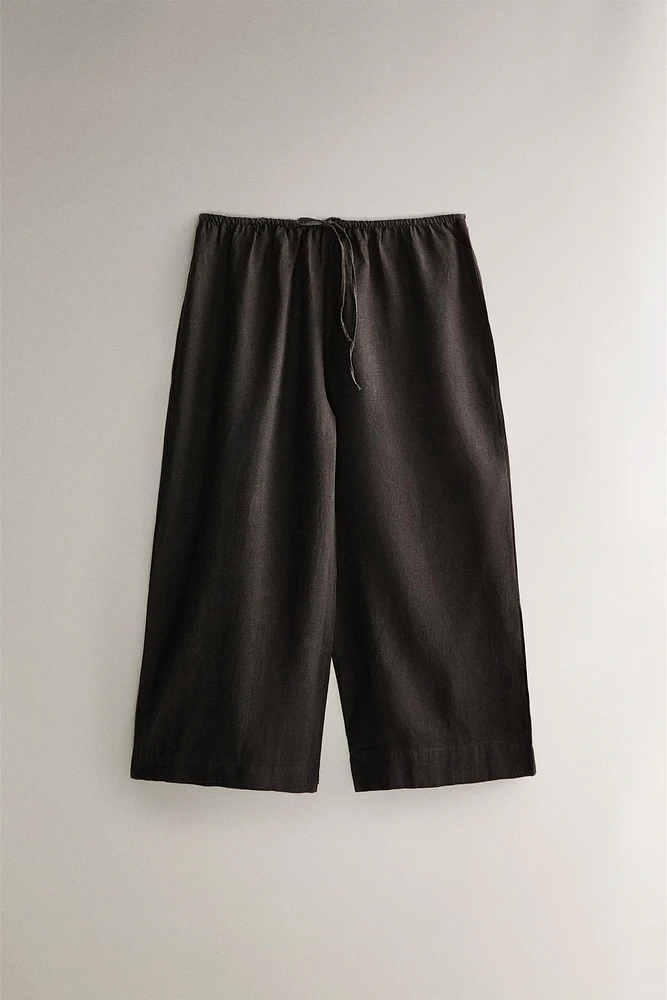 LINEN PANTS WITH WIDE HEM
