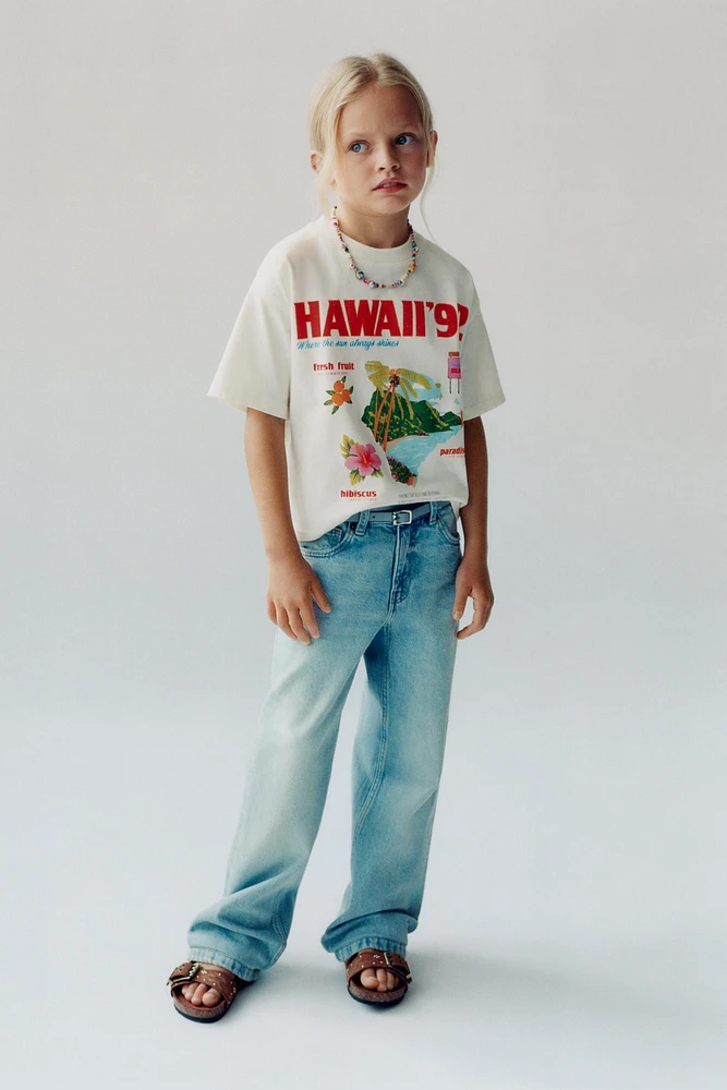 WASHED EFFECT TEXT T-SHIRT