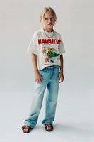 WASHED EFFECT TEXT T-SHIRT
