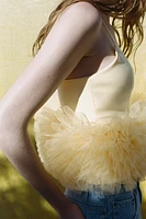 STRETCH TULLE VOLUMINOUS HEM TOP