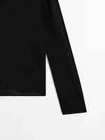 Linen blend cutwork sweater