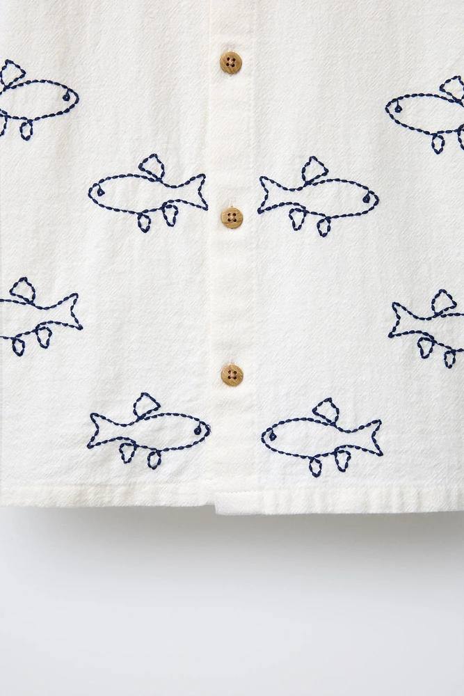 FISH EMBROIDERED SHIRT