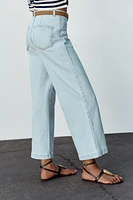 Z1975 BELTED HIGH RISE CROPPED WIDE LEG JEANS