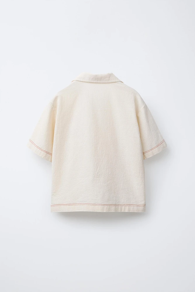TEXTURED EMBROIDERED SHIRT