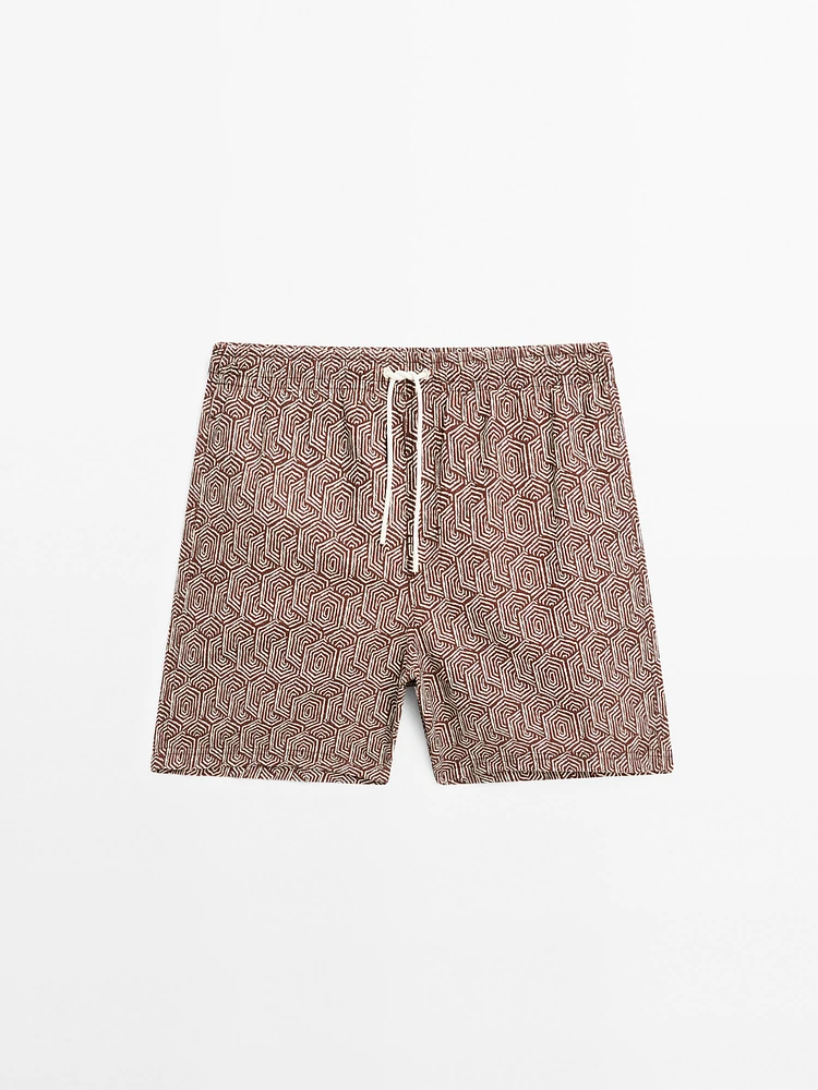 Regular fit printed swimming trunks