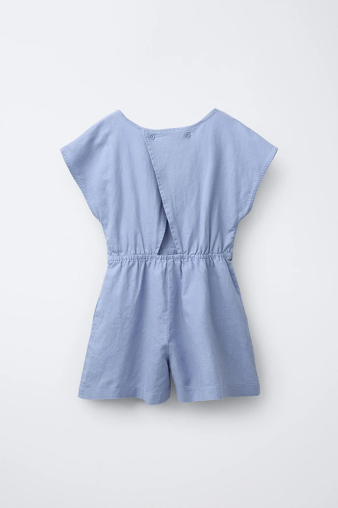COMBI-SHORT AVEC LACET EN LIN