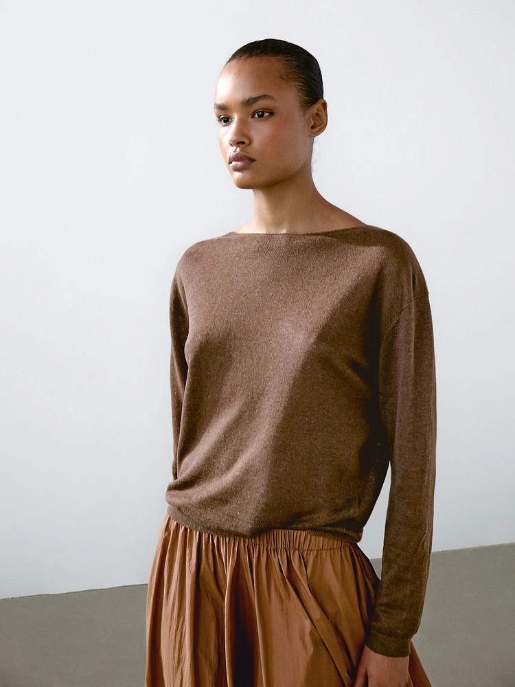 100% linen boat neck sweater