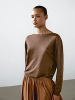 100% linen boat neck sweater