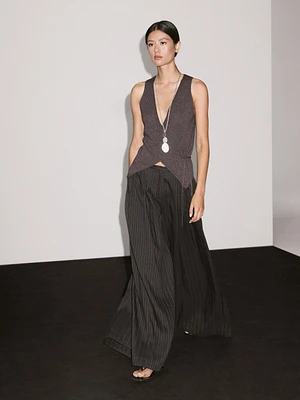 Pantalon wide leg triple pince