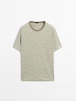Striped linen and cotton T-shirt