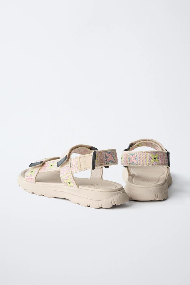 CROCHET EFFECT TECHNICAL SANDALS