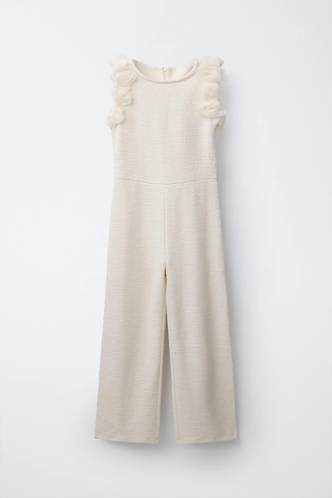 LONG TULLE FLORAL JUMPSUIT