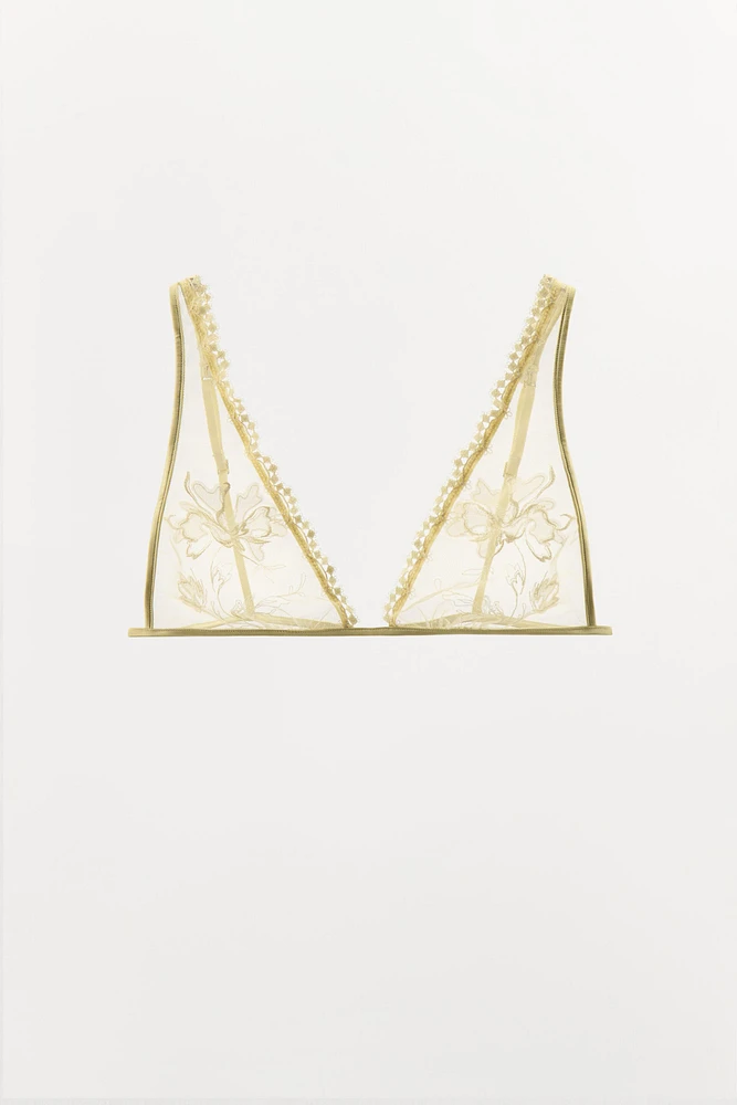 BRASSIÈRE TRIANGLE EN MESH BRODÉ