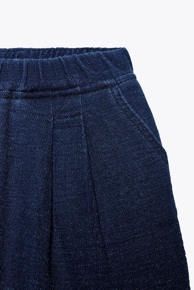 PLEATED DENIM SHORTS X FANGLU LIN