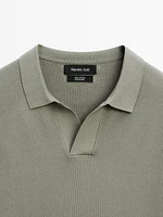 100% cotton knit polo collar sweater