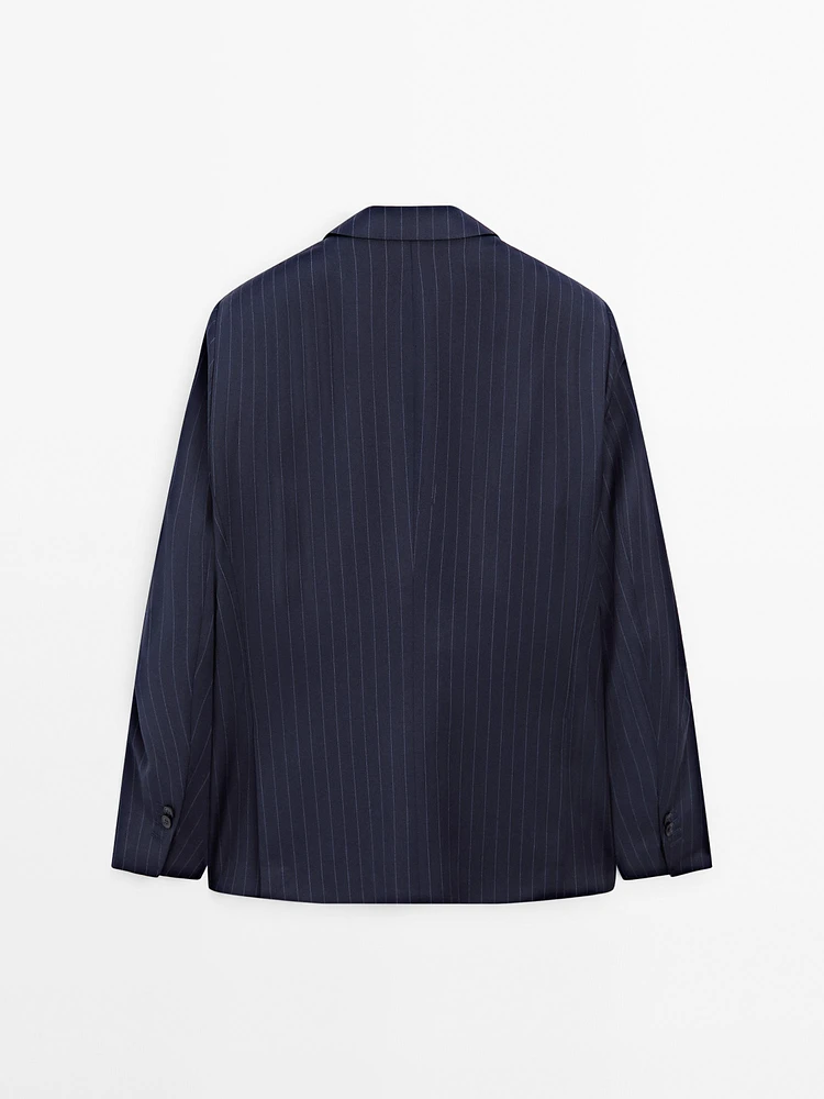 100% wool striped suit blazer