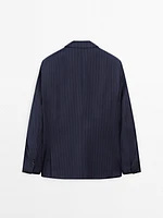 100% wool striped suit blazer