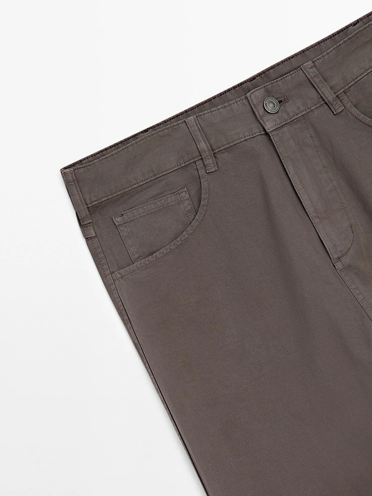 Lightweight relaxed fit denim-effect trousers