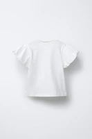 CONTRAST FLOWER T-SHIRT