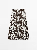 Flounce animal print midi skirt
