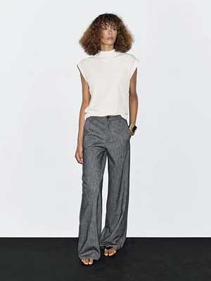 Mid-rise wide-leg trousers