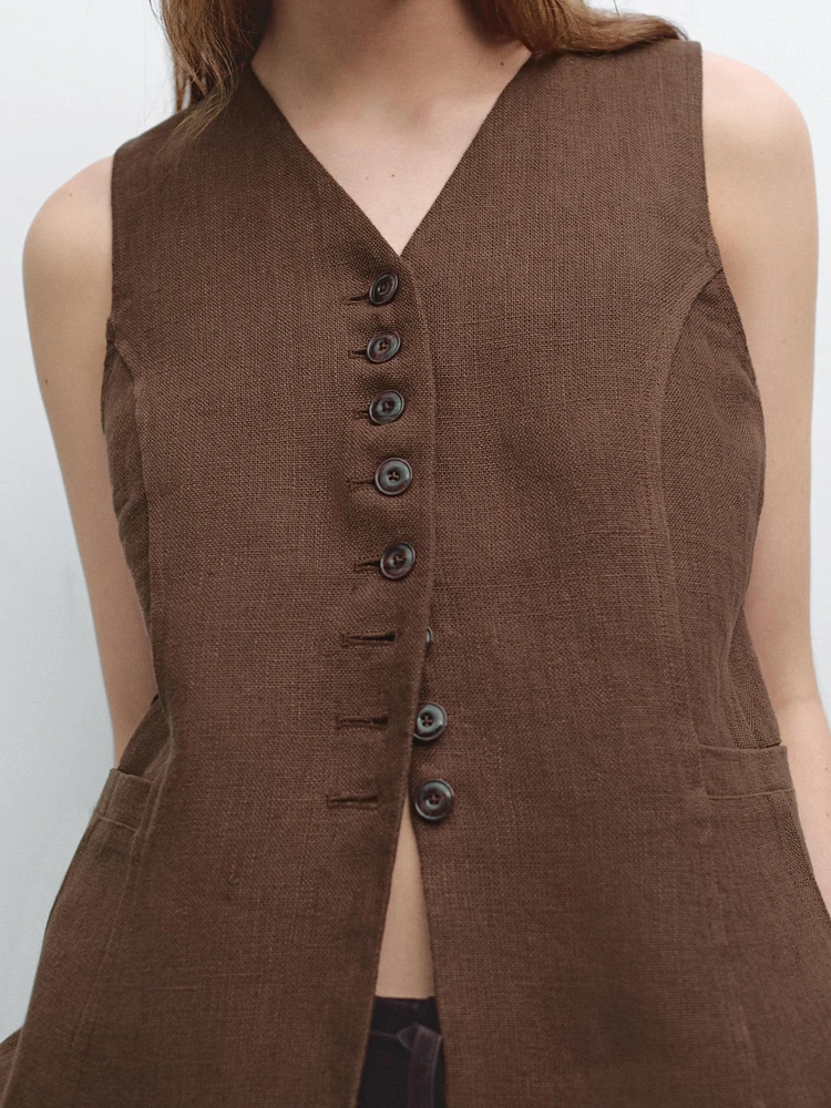 Gilet long en lin