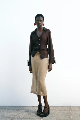 SEMI-SHEER TIE SHIRT