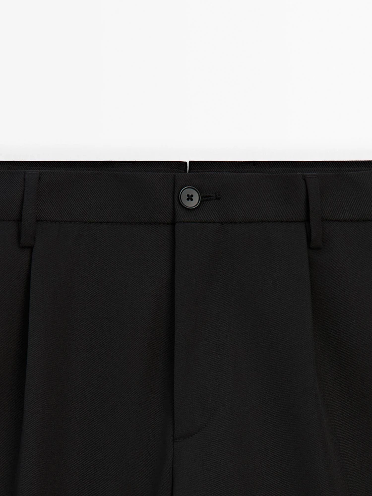 Regular fit 100% wool trousers