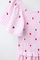 STRIPED AND HEART PRINT DRESS