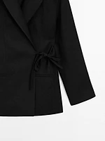 100% linen blazer with tie