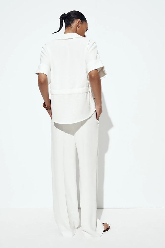 WIDE LEG ELASTIC WAIST PANTS