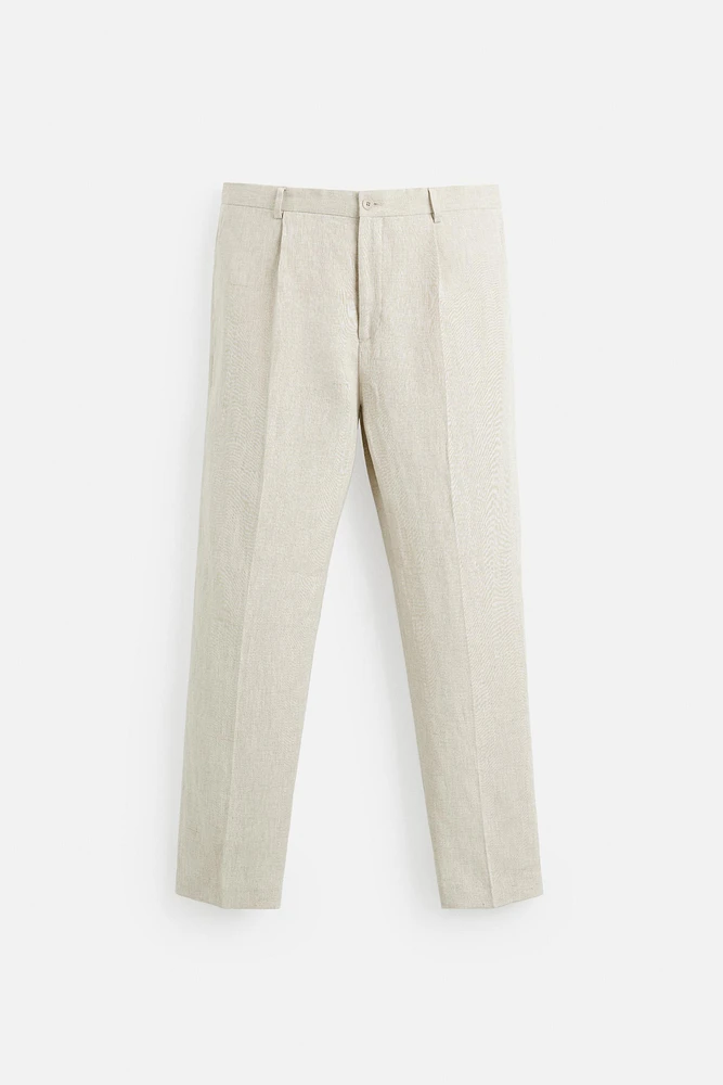PANTALON 100 % LIN PLIS