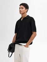 Short sleeve cotton knit polo shirt