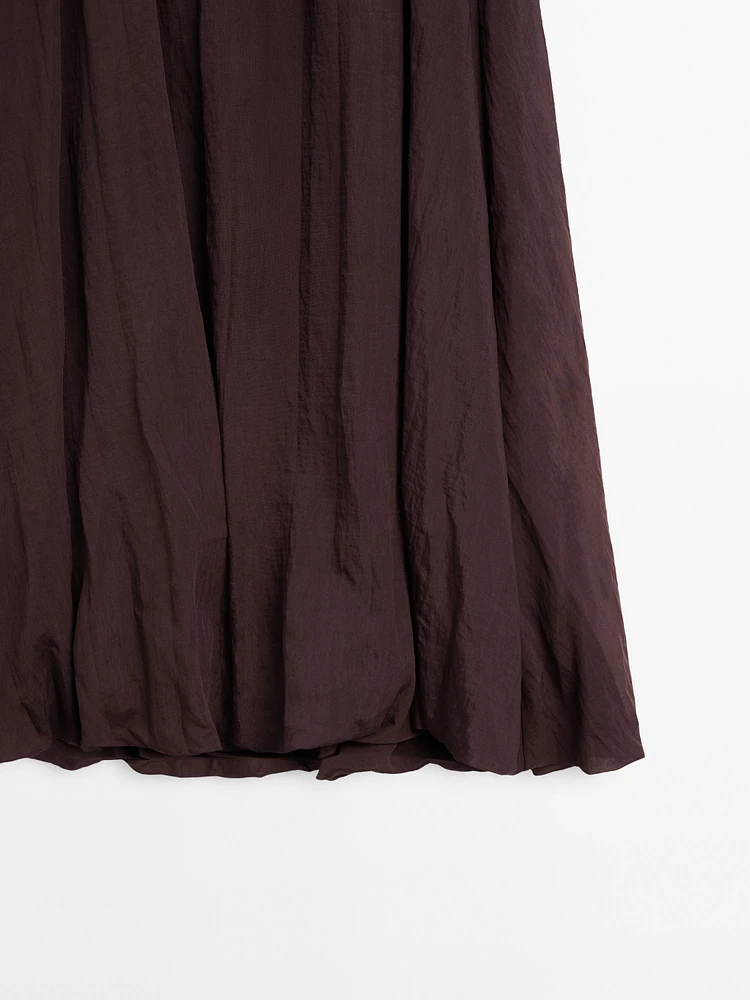 Pleated balloon midi skirt