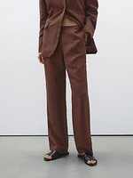 Straight-leg linen blend trousers