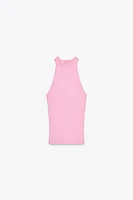 TIED KNIT HALTER TOP