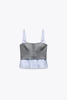 COMBINATION STRIPED POPLIN TOP